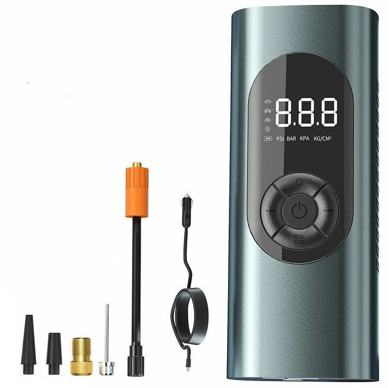 Portable 12V Car Air Compressor Tire Inflator Pump – Wireless & Wired Dual Use | Fast Inflation with Digital Pressure Control